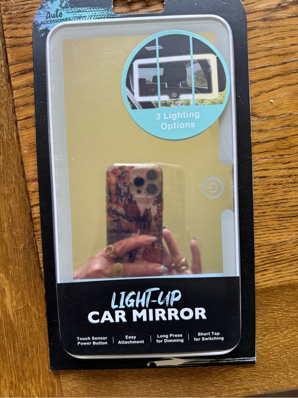 Light-Up Car Mirror with Touch Sensor - white  Screen Finish